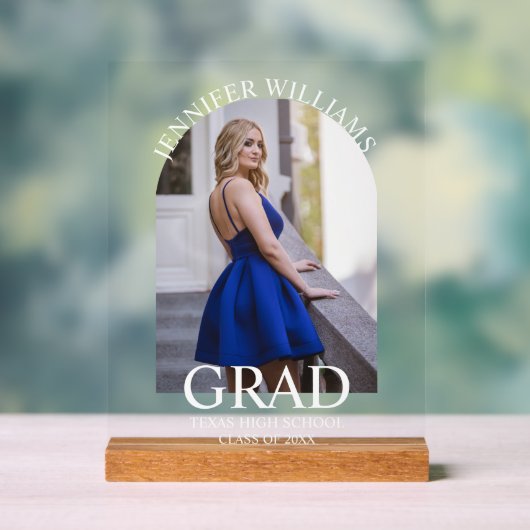 Elegant Modern Simple Script afstuderen Fotoboog Acryl Bord (Neutraal)