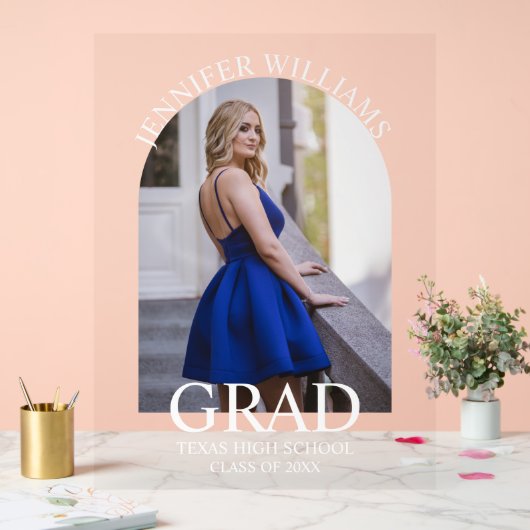 Elegant Modern Simple Script afstuderen Fotoboog Acryl Bord (Huwelijk)