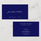 Elegant Modern Simple Template Script Navy Blue Visitekaartje (Voorkant / Achterkant)