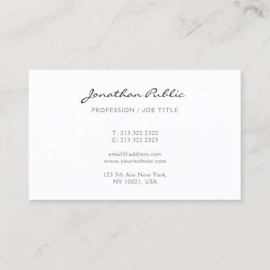 Elegant Modern Simple Trendy Calligraphed Name Visitekaartje (Achterkant)