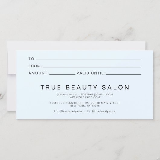 Elegant modern Simple Typography Cadeaubon (Achterkant)