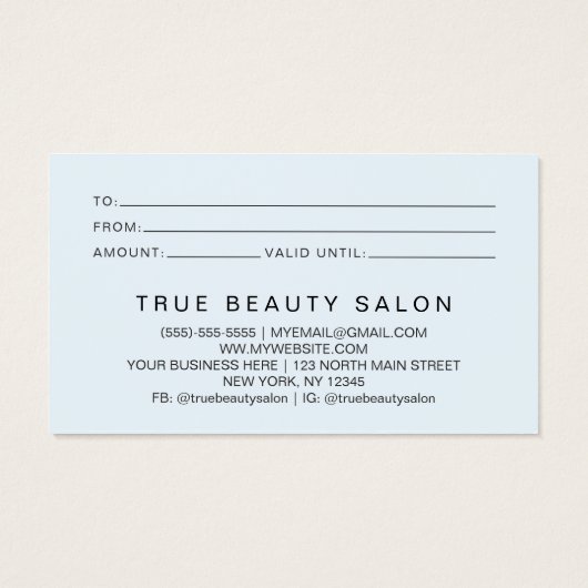 Elegant modern Simple Typography Cadeaubon Visitekaartje (Achterkant)
