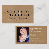 Elegant modern Simple Typography Nail Artist Visitekaartje (Voorkant / Achterkant)