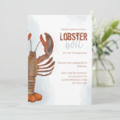 Elegant modern Simple Waterverf Lobster Boil Kaart (Staand voorkant)
