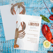 Elegant modern Simple Waterverf Lobster Boil Kaart