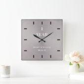 Elegant modern Simple Wedding Jubileum Keepslag Vierkante Klok (Huis)