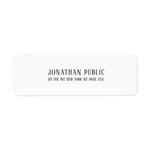 Elegant modern Simple White Plain Return-adres Etiket (Voorkant)