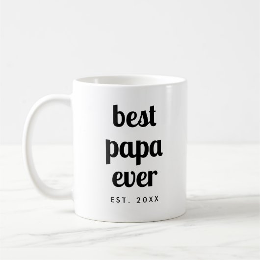 Elegant Modern Sjabloon Best Papa Ever Script Koffiemok (Links)