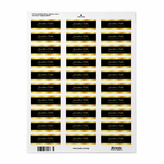 Elegant modern Sjabloon handgeschreven script Gold Etiket (Full Sheet)