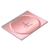 Elegant modern Sjabloon Roos Gold Mono gram Notitieboek (Linkerzijde)