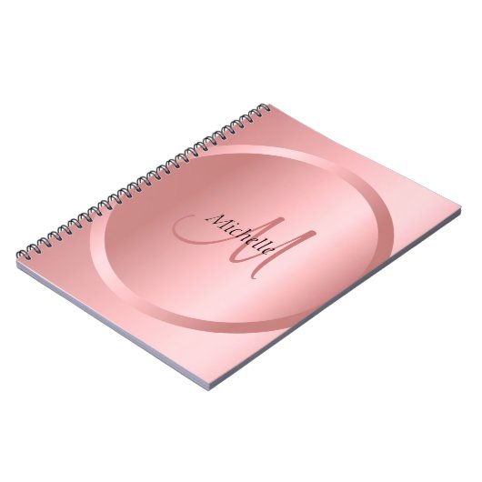 Elegant modern Sjabloon Roos Gold Mono gram Notitieboek (Linkerzijde)