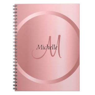 Elegant modern Sjabloon Roos Gold Mono gram Notitieboek