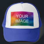 Elegant modern Sjabloon wit en koninklijk blauw Trucker Pet<br><div class="desc">White and Royal Blue Elegant Modern Sjabloon Creëer je eigen Afbeelding Logo Foto Trucker Hat.</div>