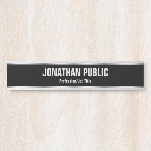 Elegant modern Sjabloon zwart-wit en zilver op maa Deurbordje (Voorkant)