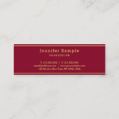 Elegant Modern Sleek Design Gold Text Burgundy Red Mini Visitekaartje (Achterkant)