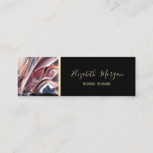 Elegant Modern Sober, Gouden Streep, Zwart, Abstra Mini Visitekaartje