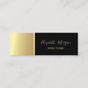 Elegant Modern Sober, Gouden Streep, Zwart, Minima Mini Visitekaartje