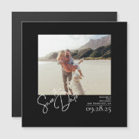 Elegant Modern Solid Black Bewaar de datum foto