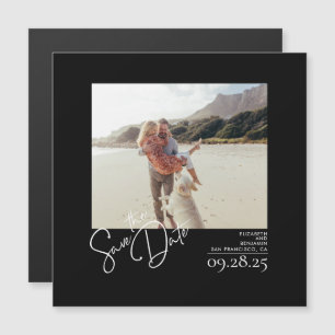 Elegant modern Solid Black Sla de datumfoto op Magnetische Uitnodiging