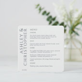 Elegant Modern Space Grey Bruiloft Menu (Staand voorkant)
