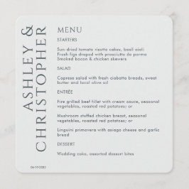 Elegant Modern Space Grey Bruiloft Menu