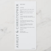 Elegant Modern Space Grey Bruiloft Menu (Voorkant)