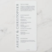 Elegant Modern Space Grey Bruiloft Programmakaart (Voorkant)