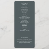 Elegant Modern Space Grey Bruiloft Programmakaart (Achterkant)
