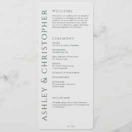 Elegant Modern Space Grey Bruiloft Programmakaart