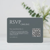 Elegant Modern Space Grey Bruiloft RSVP Kaartje (Staand voorkant)
