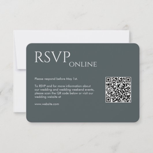 Elegant Modern Space Grey Bruiloft RSVP Kaartje (Voorkant)