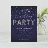 Elegant Modern Sparkle Glitter Blue Birthday Party Kaart (Staand voorkant)