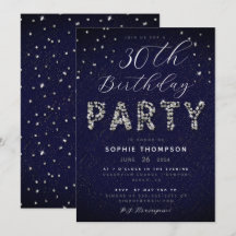 Elegant Modern Sparkle Glitter Blue Birthday Party