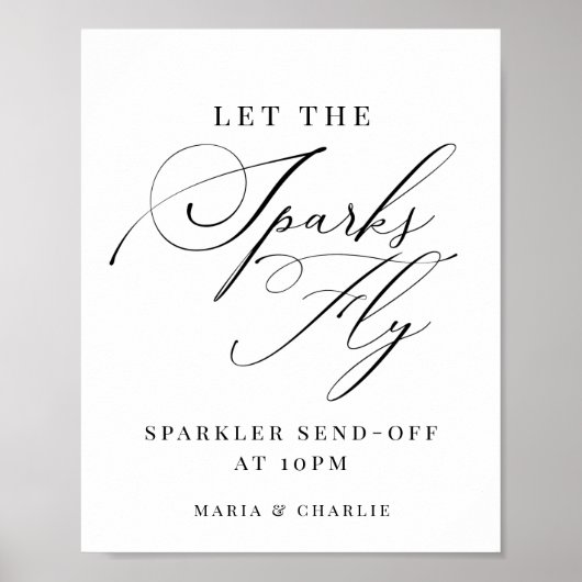 Elegant modern Sparkler stuurt uitwijkbord Poster (Voorkant)
