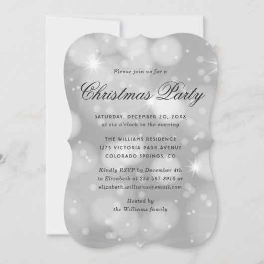 Elegant Modern Sparkly Christmas Party Kaart (Voorkant)