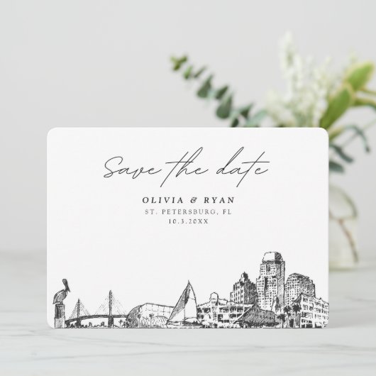 Elegant Modern St. Petersburg Save the Date Kaart (Staand voorkant)