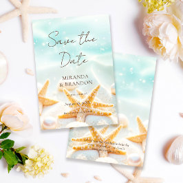 Elegant Modern Starfish Shells Ocean Beach Wedding Save The Date