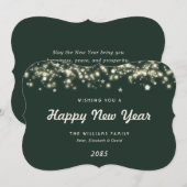 Elegant Modern Stars Green New Year Card Feestdagenkaart (Voorkant / Achterkant)