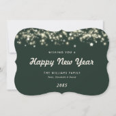 Elegant Modern Stars Green New Year Card Feestdagenkaart (Voorkant)