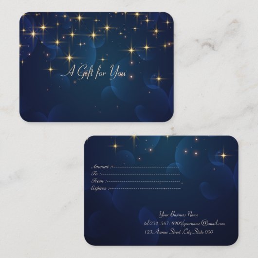 Elegant Modern Stars Navy Blue Kortingskaartje (Voorkant / Achterkant)