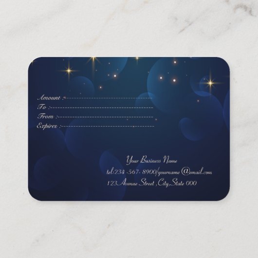 Elegant Modern Stars Navy Blue Kortingskaartje (Achterkant)