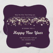 Elegant Modern Stars Purple New Year Card Feestdagenkaart (Voorkant / Achterkant)