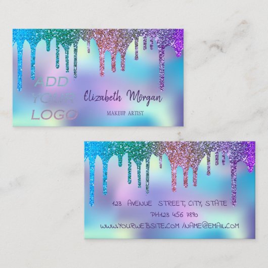 Elegant modern station Holographic Voeg uw Logo to Visitekaartje (Voorkant / Achterkant)