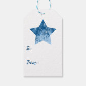 Elegant modern sterrenpatroon Klassic Blue Festive Cadeaulabel (Achterkant)