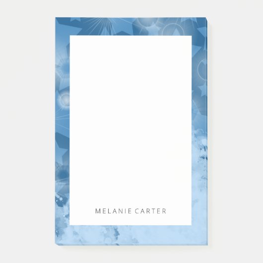 Elegant modern sterrenpatroon Klassieke blauwe naa Post-it® Notes (Voorkant)
