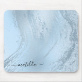 Elegant modern, stijlvol babyblauw glitter muismat (Voorkant)