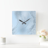 Elegant modern, stijlvol babyblauw glitter vierkante klok (Huis)