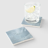 Elegant modern stijlvol babyblauw uiterlijk stenen onderzetter (Zijkant)