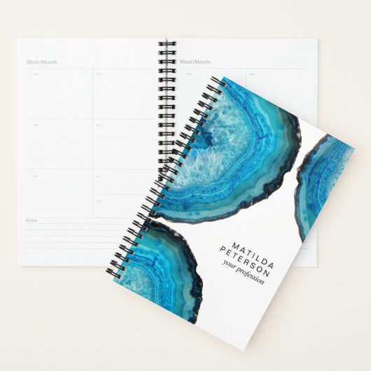 Elegant modern, stijlvol blauw getijde met gedicht planner (Display)