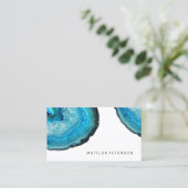 Elegant modern, stijlvol blauw getijde met gedicht visitekaartje (Staand voorkant)